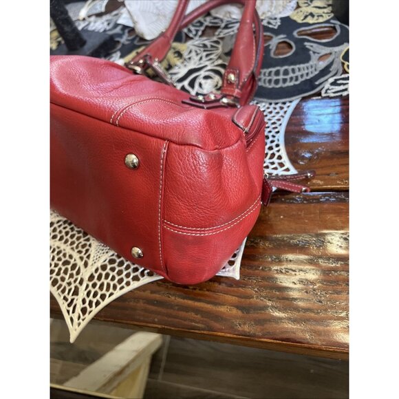 TIGNANELLO SHOULDER SATCHEL TOTE HANDBAG RED PEBBLE LEATHER Purse - Picture 9 of 16